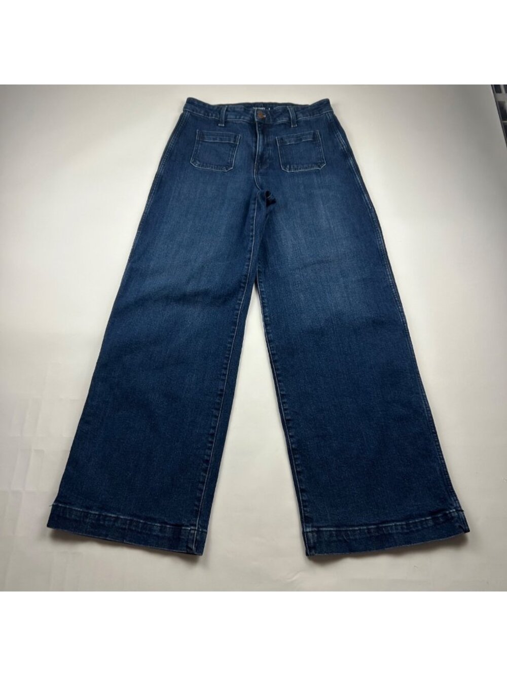 Old Navy Dark Wash Denim Patch Pocket Wide Leg Jeans 8